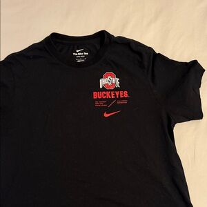Nike Black T-Shirt with Red Ohio State Buckeyes Logo. The Nike Tee